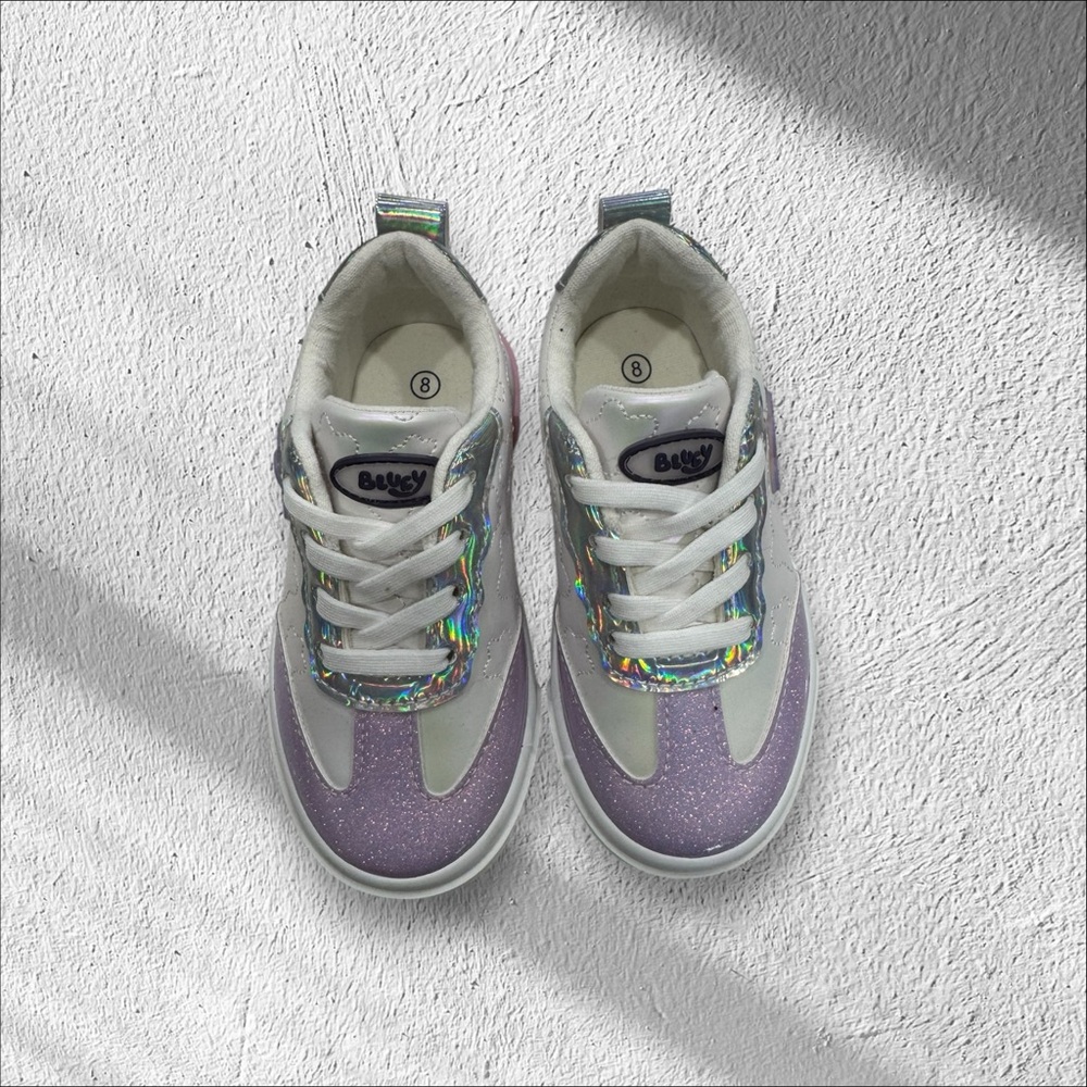 Kids Glitter Sneakers - Purple and White